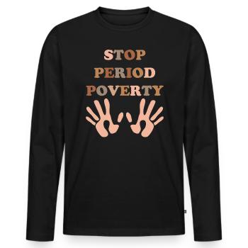 Stop Time Poverty People Say No Misery - Men's Premium Organic Long Sleeve Shirt - black - Front - Nico (187cm)