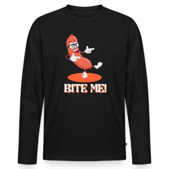 Bite Me Schnitzel Deutsches Würstchen Bierfest - Männer Premium Bio Langarmshirt - Schwarz - Vorne - Nico (187cm)