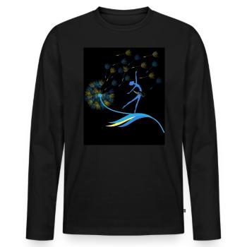 Pissenlit Fille Ukraine Liberté Drapeau ukrainien - T-shirt manches longues Premium bio Homme - noir - Devant - Nico (187cm)