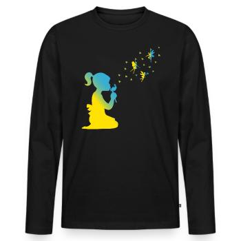 Pissenlit Fille Ukraine Liberté Drapeau ukrainien - T-shirt manches longues Premium bio Homme - noir - Devant - Nico (187cm)