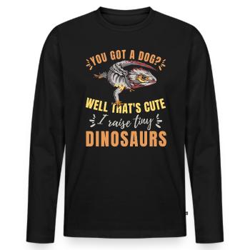Je montre Tiny Dinosaur Lizard Geckos Reptile - T-shirt manches longues Premium bio Homme - noir - Devant - Nico (187cm)