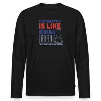 Сhemistry is like wooden spoon School Science - Men's Premium Organic Long Sleeve Shirt - black - Front - Nico (187cm)