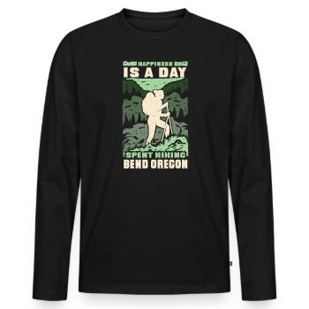 Happiness is spent Bend Oregon Park hiking - Men's Premium Organic Long Sleeve Shirt - black - Front - Nico (187cm)