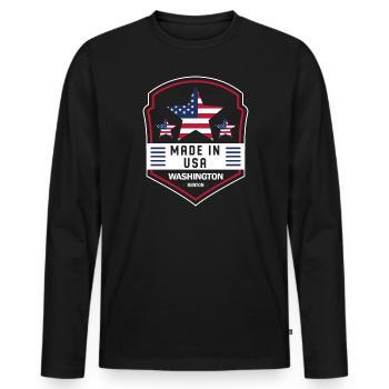 Fabriqué aux États-Unis Washington Renton America - T-shirt manches longues Premium bio Homme - noir - Devant - Nico (187cm)