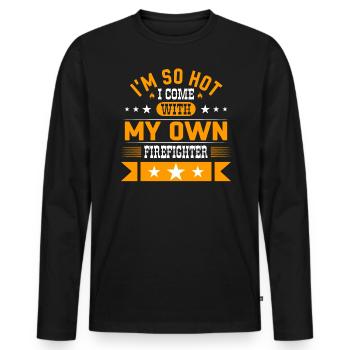 Ich komme mit meinem eigenen Feuerwehrmann - Männer Premium Bio Langarmshirt - Schwarz - Vorne - Nico (187cm)