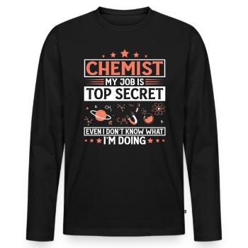 Chemist my job is top secret, humor - Men's Premium Organic Long Sleeve Shirt - black - Front - Nico (187cm)