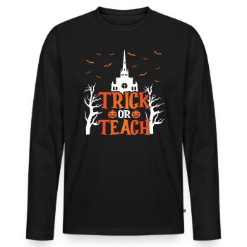 Chauves-souris citrouilles d’Halloween aigres-douces ou aigres - T-shirt manches longues Premium bio Homme - noir - Devant - Nico (187cm)
