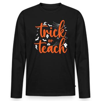 Chauves-souris citrouilles d’Halloween aigres-douces ou aigres - T-shirt manches longues Premium bio Homme - noir - Devant - Nico (187cm)