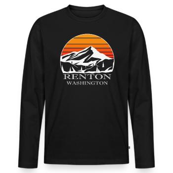 Renton Washington Mountains Wildlife Hike - T-shirt manches longues Premium bio Homme - noir - Devant - Nico (187cm)
