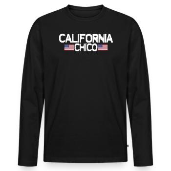 Chico California Walking Tour Flag Popular City - Men's Premium Organic Long Sleeve Shirt - black - Front - Nico (187cm)
