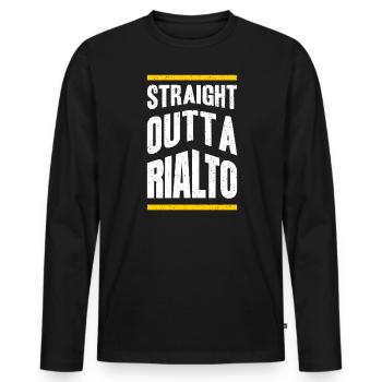 Straight from Rialto, California Hiking Nature - Men's Premium Organic Long Sleeve Shirt - black - Front - Nico (187cm)