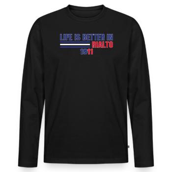 Das Leben ist besser in Rialto 1911 Wandern - Männer Premium Bio Langarmshirt - Schwarz - Vorne - Nico (187cm)