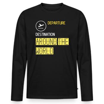 Destination de départ autour du monde Avion - T-shirt manches longues Premium bio Homme - noir - Devant - Nico (187cm)
