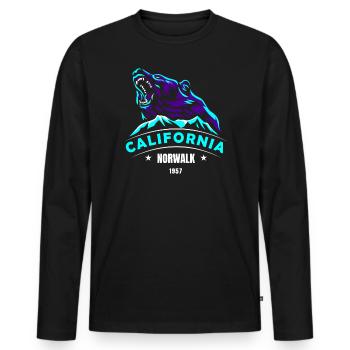 Norwalk California 1957 Hike Popular City - Men's Premium Organic Long Sleeve Shirt - black - Front - Nico (187cm)