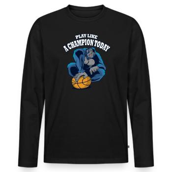 Jouez au basketball comme un champion aujourd’hui - T-shirt manches longues Premium bio Homme - noir - Devant - Nico (187cm)