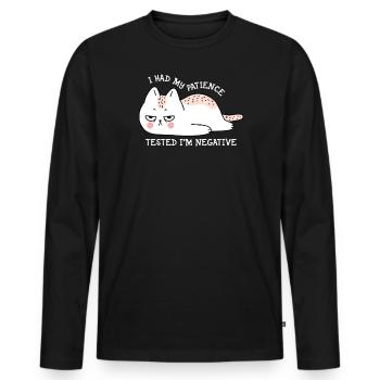 J’ai mis ma patience à l’épreuve - T-shirt manches longues Premium bio Homme - noir - Devant - Nico (187cm)