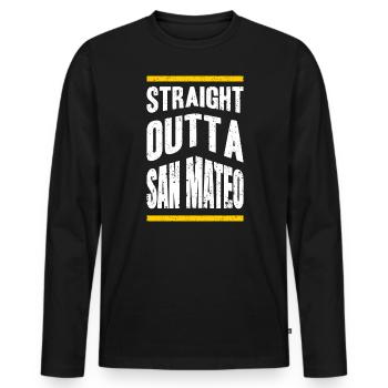 Straight from San Mateo California Walking Town - Men's Premium Organic Long Sleeve Shirt - black - Front - Nico (187cm)