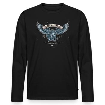 Rialto California Adventure Wander City Eagle 1911 - Männer Premium Bio Langarmshirt - Schwarz - Vorne - Nico (187cm)