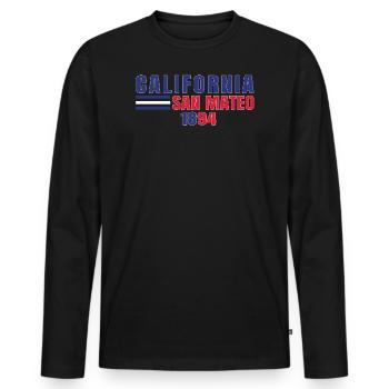 San Mateo California In the USA Rainbow Made - Men's Premium Organic Long Sleeve Shirt - black - Front - Nico (187cm)