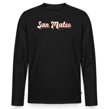 San Mateo California In the USA Rainbow Made - Men's Premium Organic Long Sleeve Shirt - black - Front - Nico (187cm)