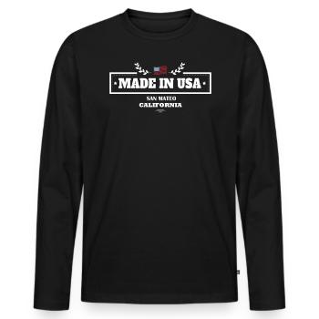 San Mateo California In The USA Flags America - Men's Premium Organic Long Sleeve Shirt - black - Front - Nico (187cm)