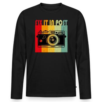 Corrigez-le dans Post Camera Blogger Photographer - T-shirt manches longues Premium bio Homme - noir - Devant - Nico (187cm)