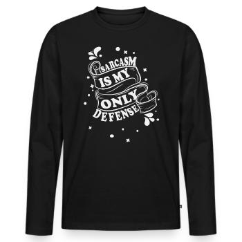 Sarcasm is my only defense - Men's Premium Organic Long Sleeve Shirt - black - Front - Nico (187cm)