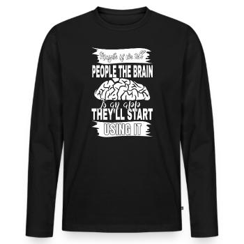 Peut-être si nous disons aux gens le cerveau - T-shirt manches longues Premium bio Homme - noir - Devant - Nico (187cm)