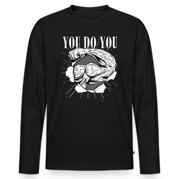 Du Trägst Einen Athletischen Gewichtheber-Bizeps - Männer Premium Bio Langarmshirt - Schwarz - Vorne - Nico (187cm)