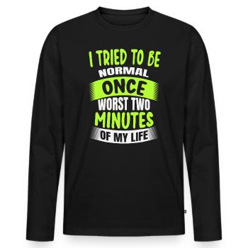 J’ai essayé d’être normal - T-shirt manches longues Premium bio Homme - noir - Devant - Nico (187cm)