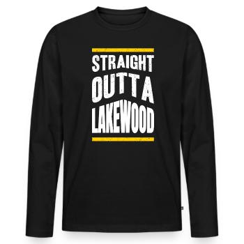 Tout droit sorti de Lakewood USA City Place Mountains - T-shirt manches longues Premium bio Homme - noir - Devant - Nico (187cm)