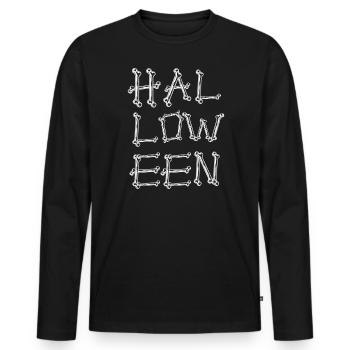Halloween Suit Skeleton Bone Fear Horror - Men's Premium Organic Long Sleeve Shirt - black - Front - Nico (187cm)