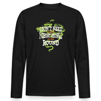 Je n’ai pas besoin d’Halloween - T-shirt manches longues Premium bio Homme - noir - Devant - Nico (187cm)
