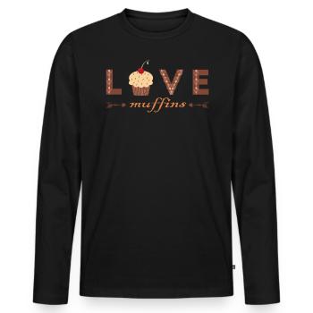 Love Muffins Citation Food Food Sweets - Men's Premium Organic Long Sleeve Shirt - black - Front - Nico (187cm)