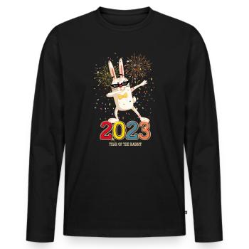 Fête du Nouvel An Bonne Année 2023 - T-shirt manches longues Premium bio Homme - noir - Devant - Nico (187cm)