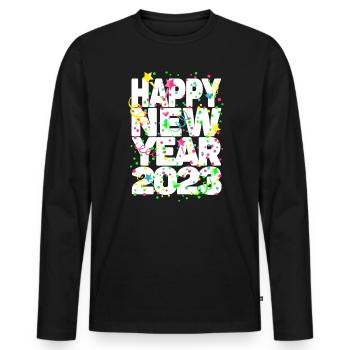 Fête du Nouvel An Bonne Année 2023 - T-shirt manches longues Premium bio Homme - noir - Devant - Nico (187cm)