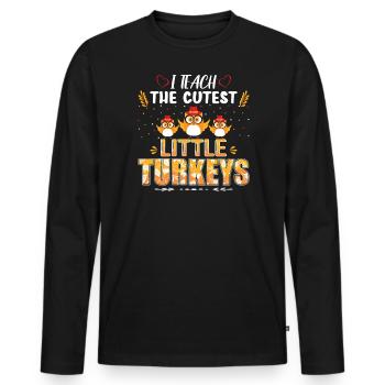 J’enseigne à la plus douce petite école de dinde - T-shirt manches longues Premium bio Homme - noir - Devant - Nico (187cm)