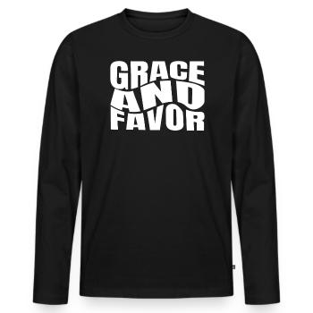 Grâce et faveur Citation Jésus Gog Foi - T-shirt manches longues Premium bio Homme - noir - Devant - Nico (187cm)