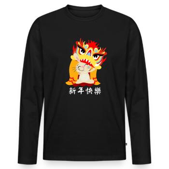 Fête du Nouvel An Bonne Année 2023 - T-shirt manches longues Premium bio Homme - noir - Devant - Nico (187cm)