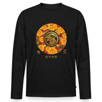 Silvester Party Happy New Year 2023 - Männer Premium Bio Langarmshirt - Schwarz - Vorne - Nico (187cm)