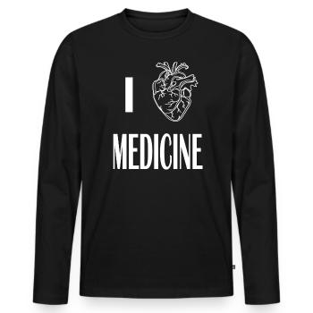 J’aime la médecine Anatomie du cœur Médecin Médecine - T-shirt manches longues Premium bio Homme - noir - Devant - Nico (187cm)