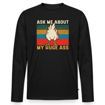 Posez-moi des questions sur mon cul géant - T-shirt manches longues Premium bio Homme - noir - Devant - Nico (187cm)