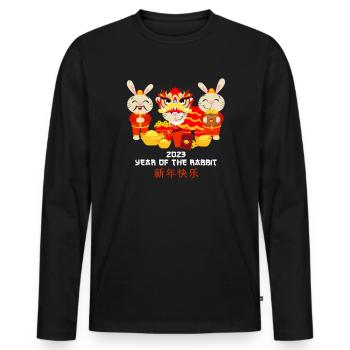 Fête du Nouvel An Bonne Année 2023 - T-shirt manches longues Premium bio Homme - noir - Devant - Nico (187cm)