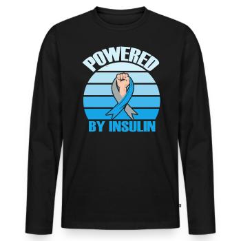 Propulsé par Insulin Diabetes Squad Disease Support - T-shirt manches longues Premium bio Homme - noir - Devant - Nico (187cm)