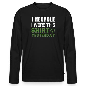 Je Recycele J’ai porté cette chemise hier - T-shirt manches longues Premium bio Homme - noir - Devant - Nico (187cm)