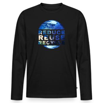 Réduire le recyclage de la réutilisation des déchets dangereux - T-shirt manches longues Premium bio Homme - noir - Devant - Nico (187cm)