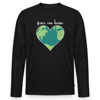 Save Our Home Heart Planet Earth Recycling Garbage - Men's Premium Organic Long Sleeve Shirt - black - Front - Nico (187cm)