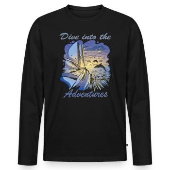 Plongez dans l’aventure des animaux marins de l’océan - T-shirt manches longues Premium bio Homme - noir - Devant - Nico (187cm)