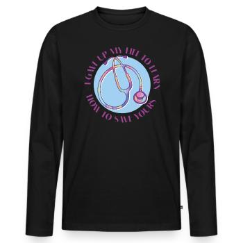 Ich habe mein Leben aufgegeben, um zu lernen - Männer Premium Bio Langarmshirt - Schwarz - Vorne - Nico (187cm)