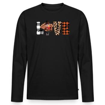 Liebe Truthahn Urlaub Glas Wein Leopard Styling - Männer Premium Bio Langarmshirt - Schwarz - Vorne - Nico (187cm)
